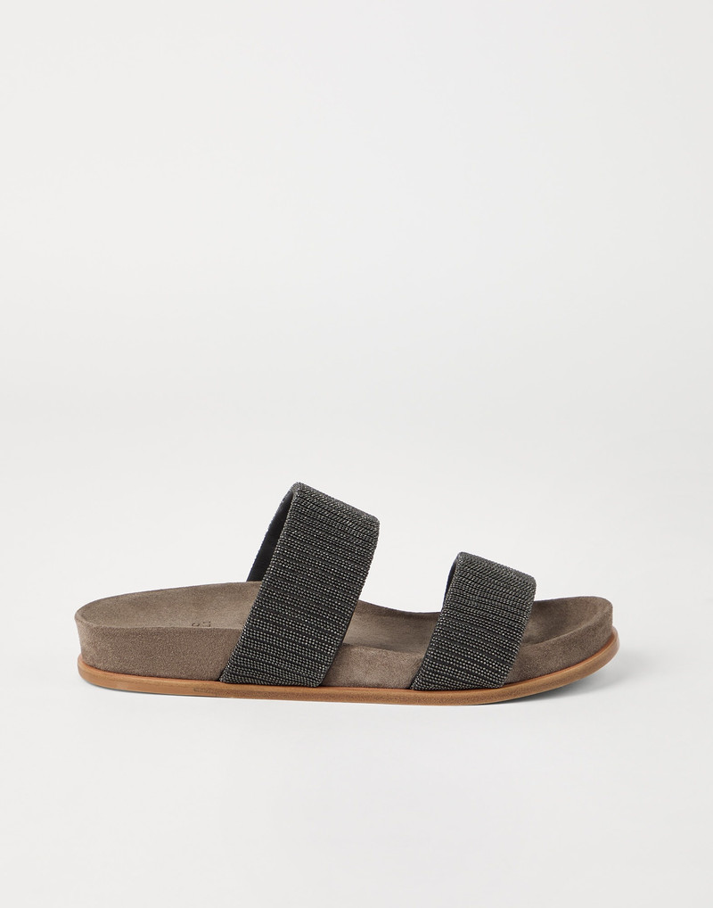 Suede slides with precious straps 5