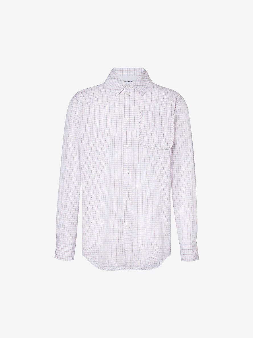 Checked pleated-cuff relaxed-fit cotton and silk-blend shirt - 1