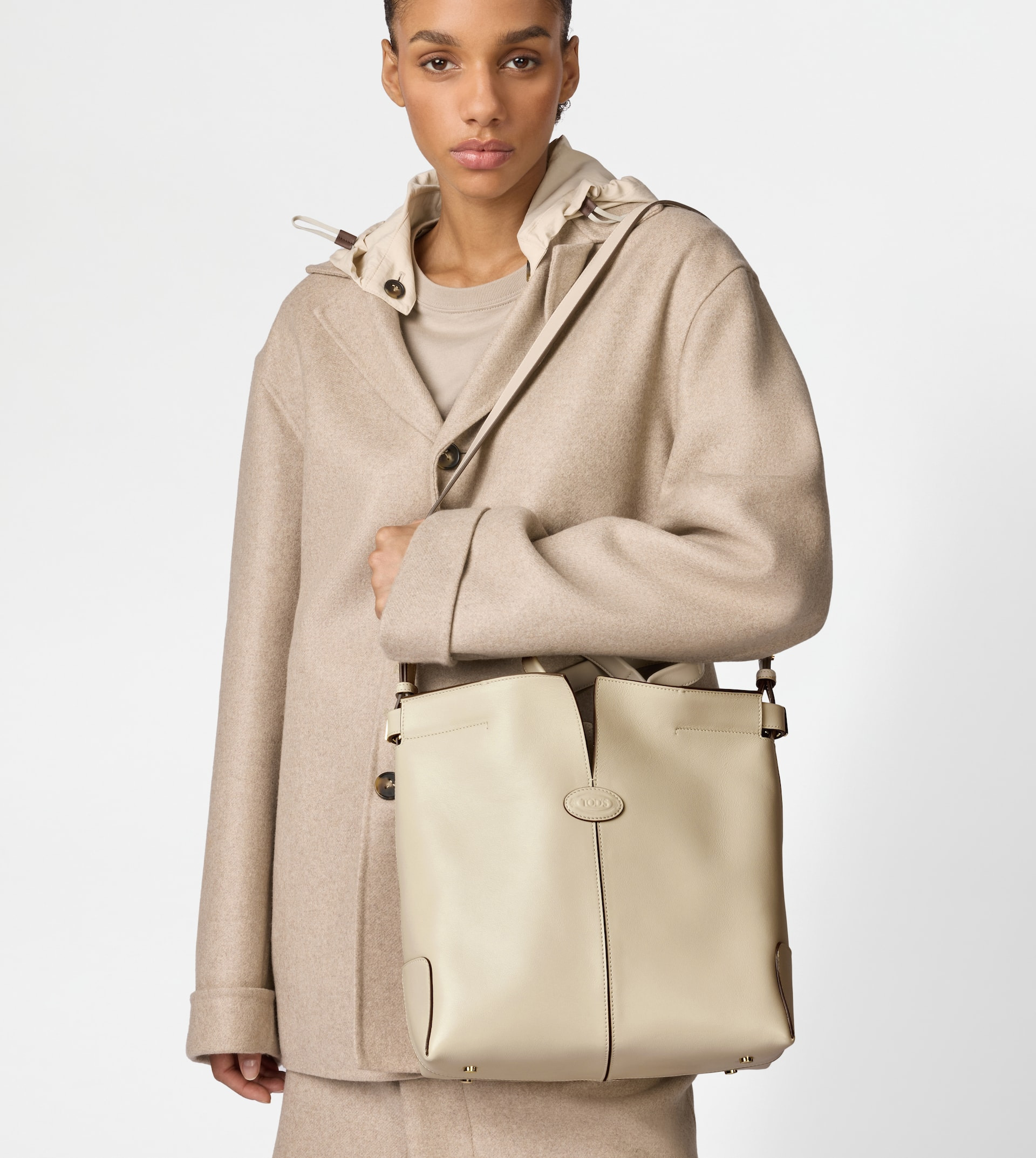 TOD'S DI BAG FOLIO IN LEATHER SMALL - OFF WHITE - 9