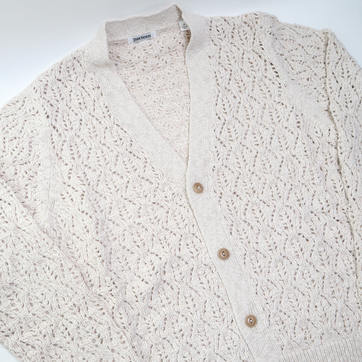 Classic Cardigan Ecru Flamme Lace Knit - 4