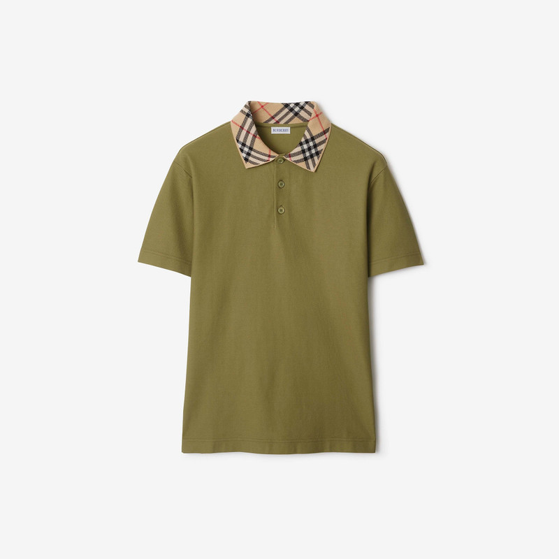 Check Collar Cotton Polo Shirt 1