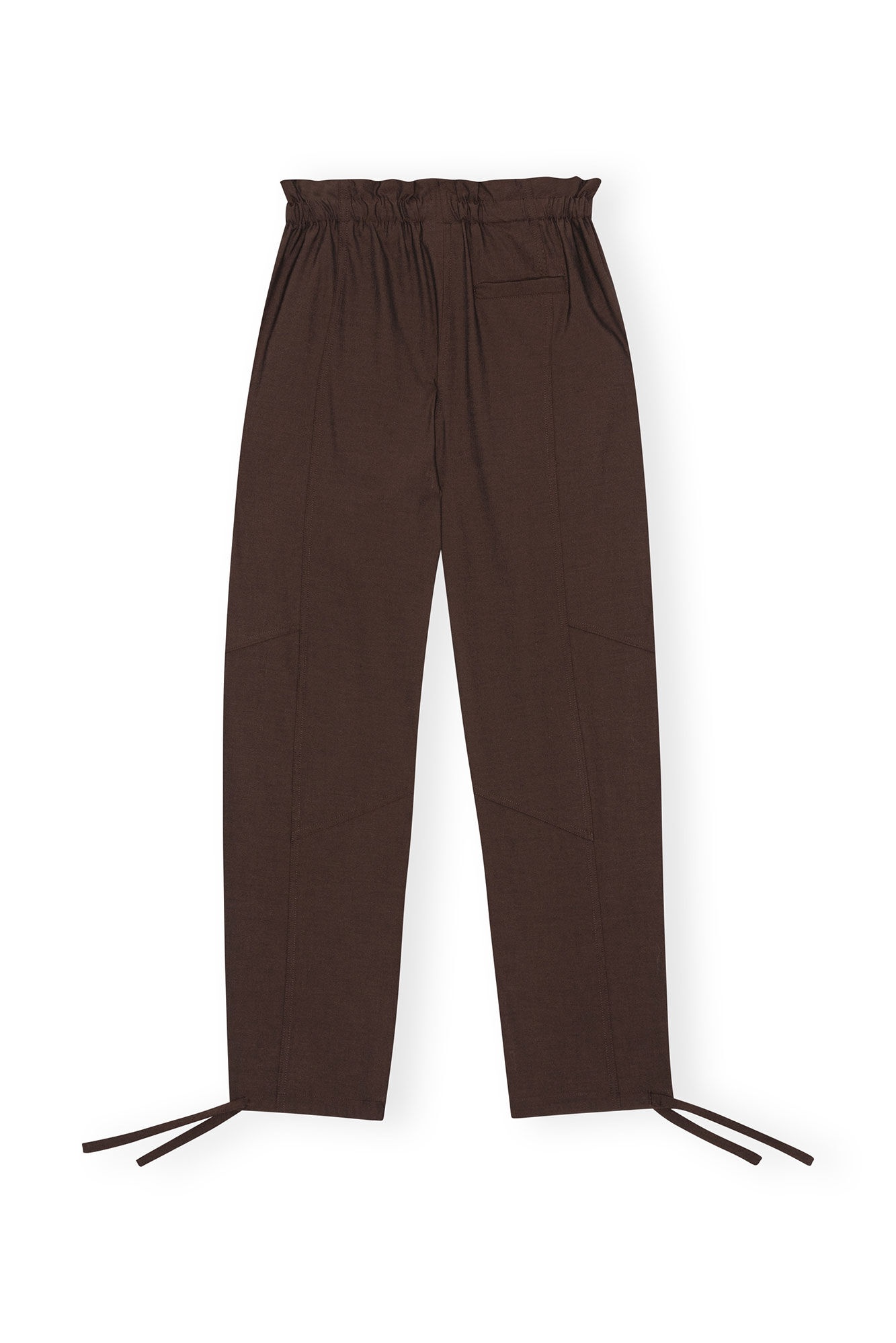 BROWN DRAPEY MELANGE ELASTICATED WAIST TROUSERS - 1