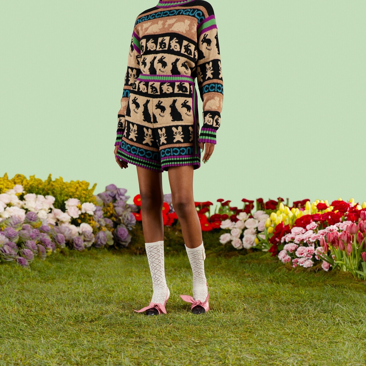 Wool jacquard shorts - 6