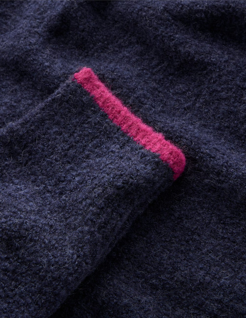 Bouclé Raglan Hoody-Navy 1