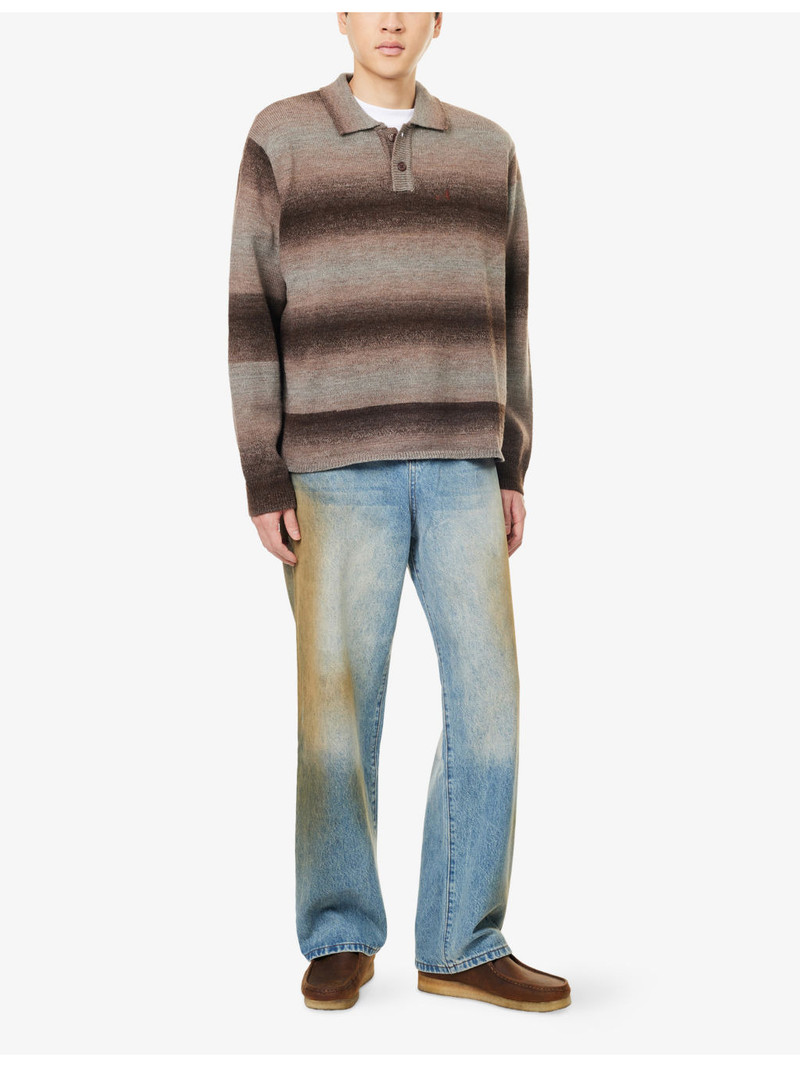 AWAKE NY Gradient Relaxed-Fit Knitted Polo Jumper outlook