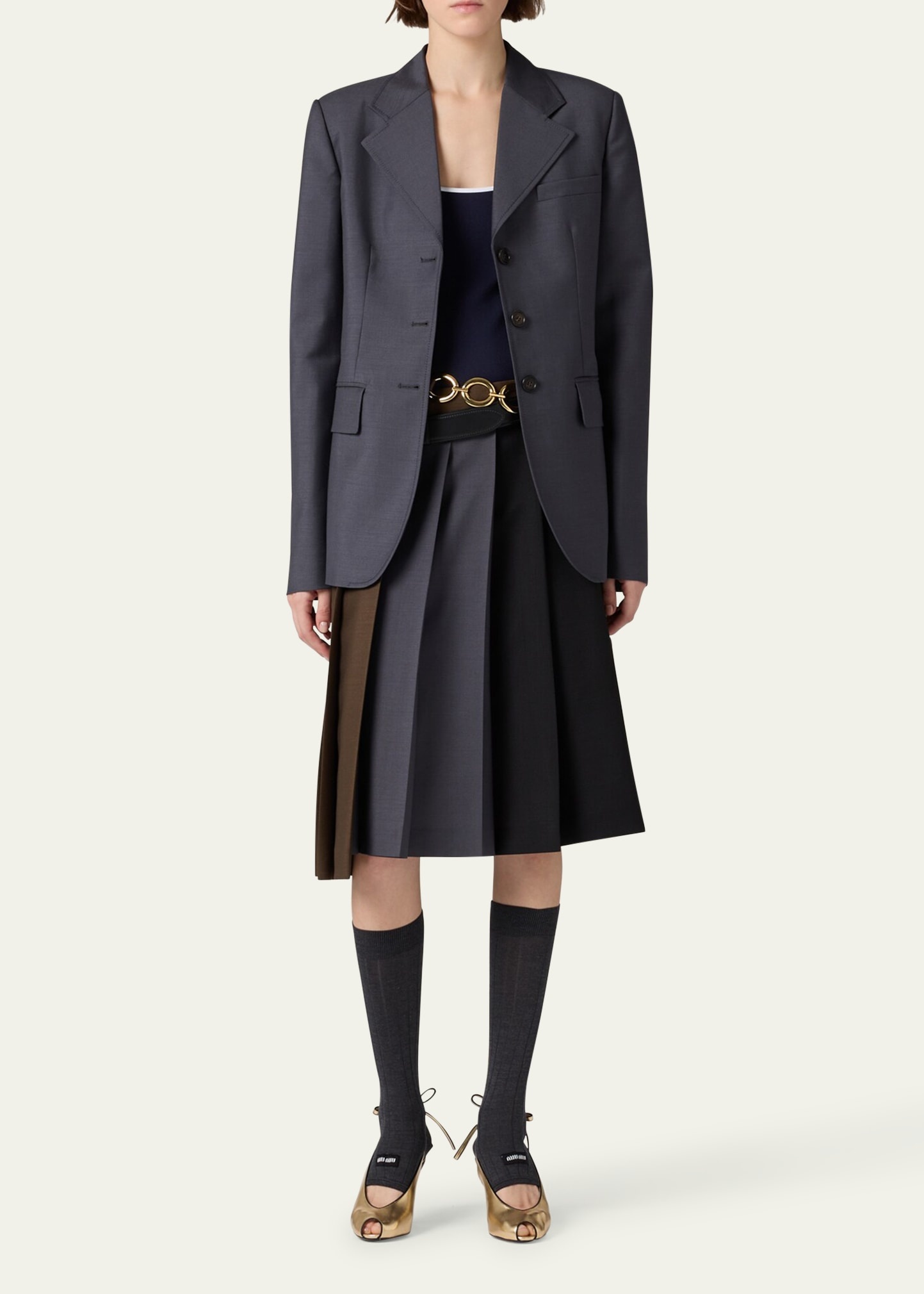 Knee Length Pleated Skirt - 2
