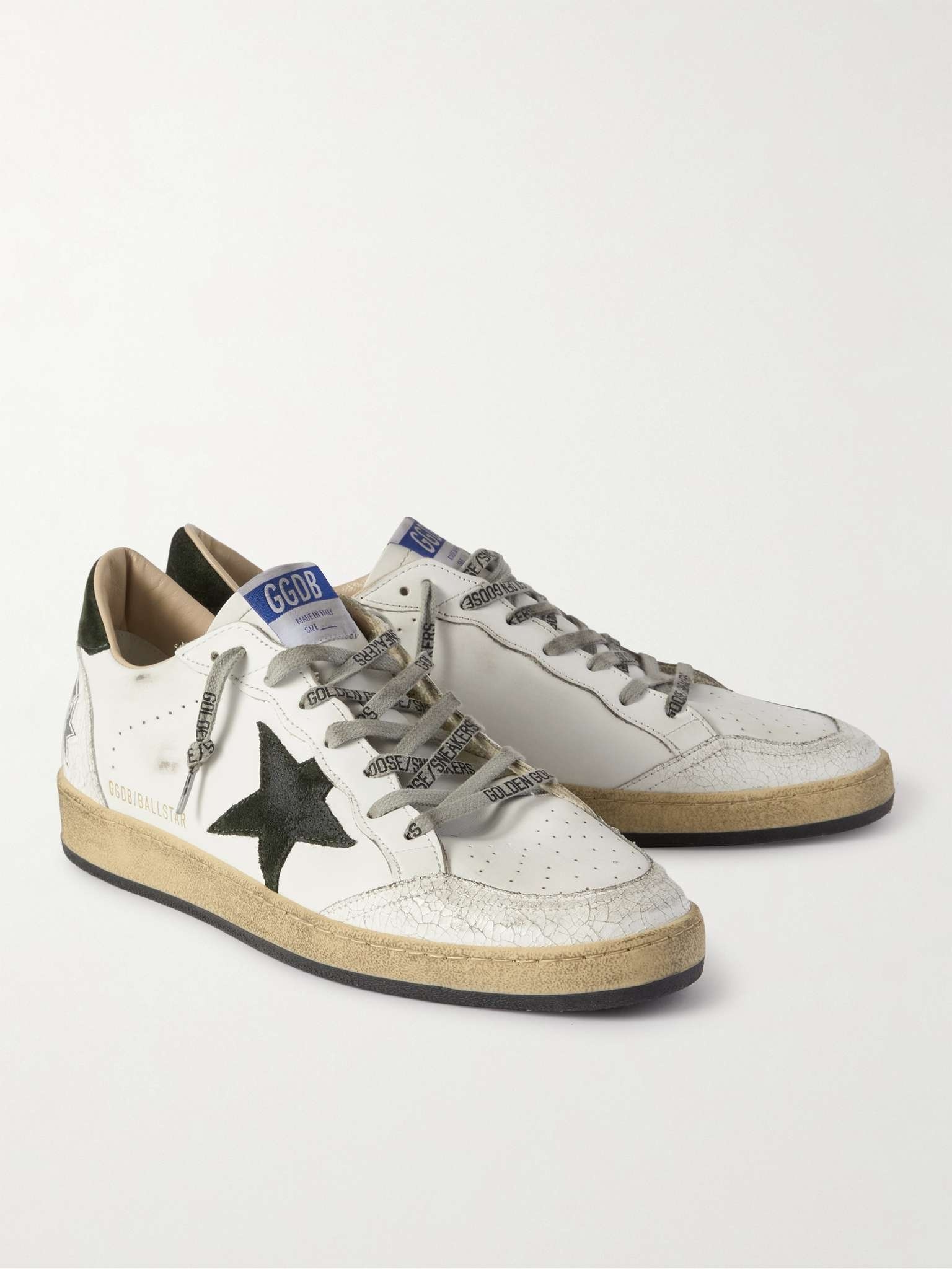 Ballstar Distressed Leather and Suede Sneakers - 4