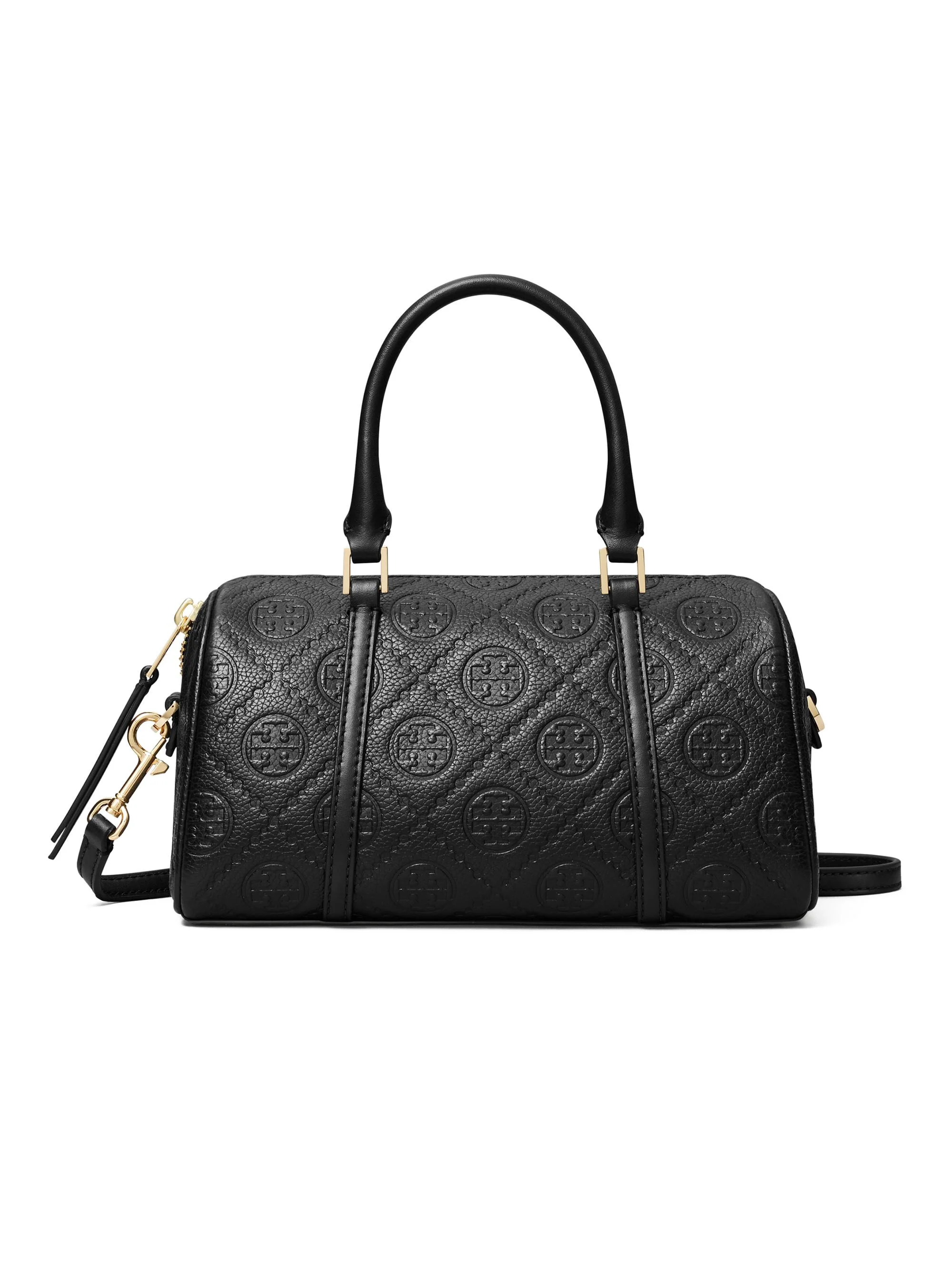 Women's T Monogram Pebble Top Handle Barrel Bag - Black - 1