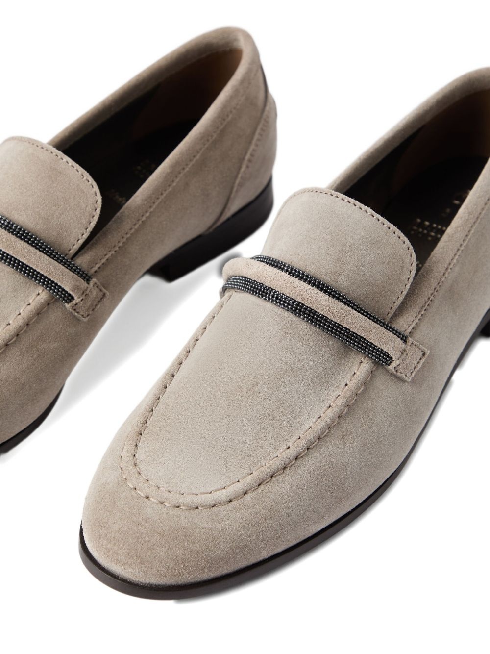 Monili-embellished suede loafers - 4