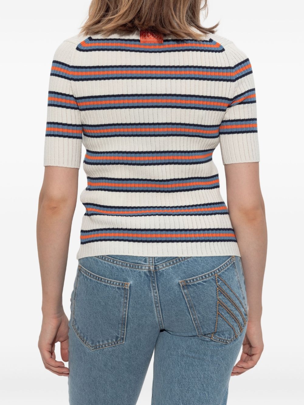 ribbed striped polo top - 4