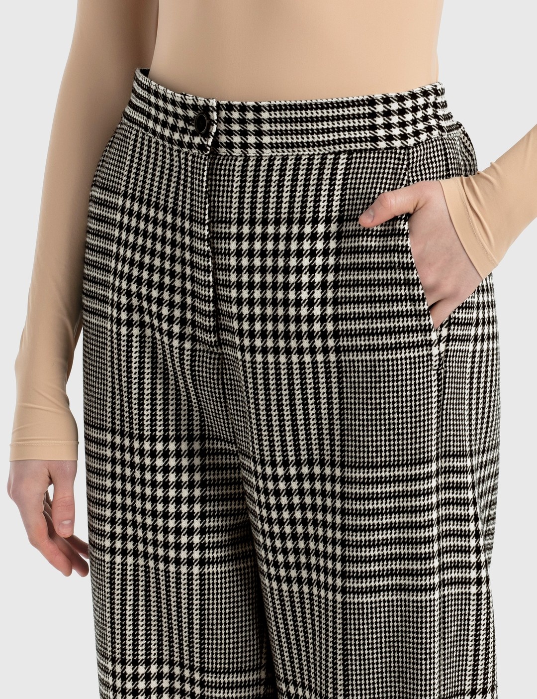 WIDE LEG PANTS IN SHETLAND CHECK WOOL - 3