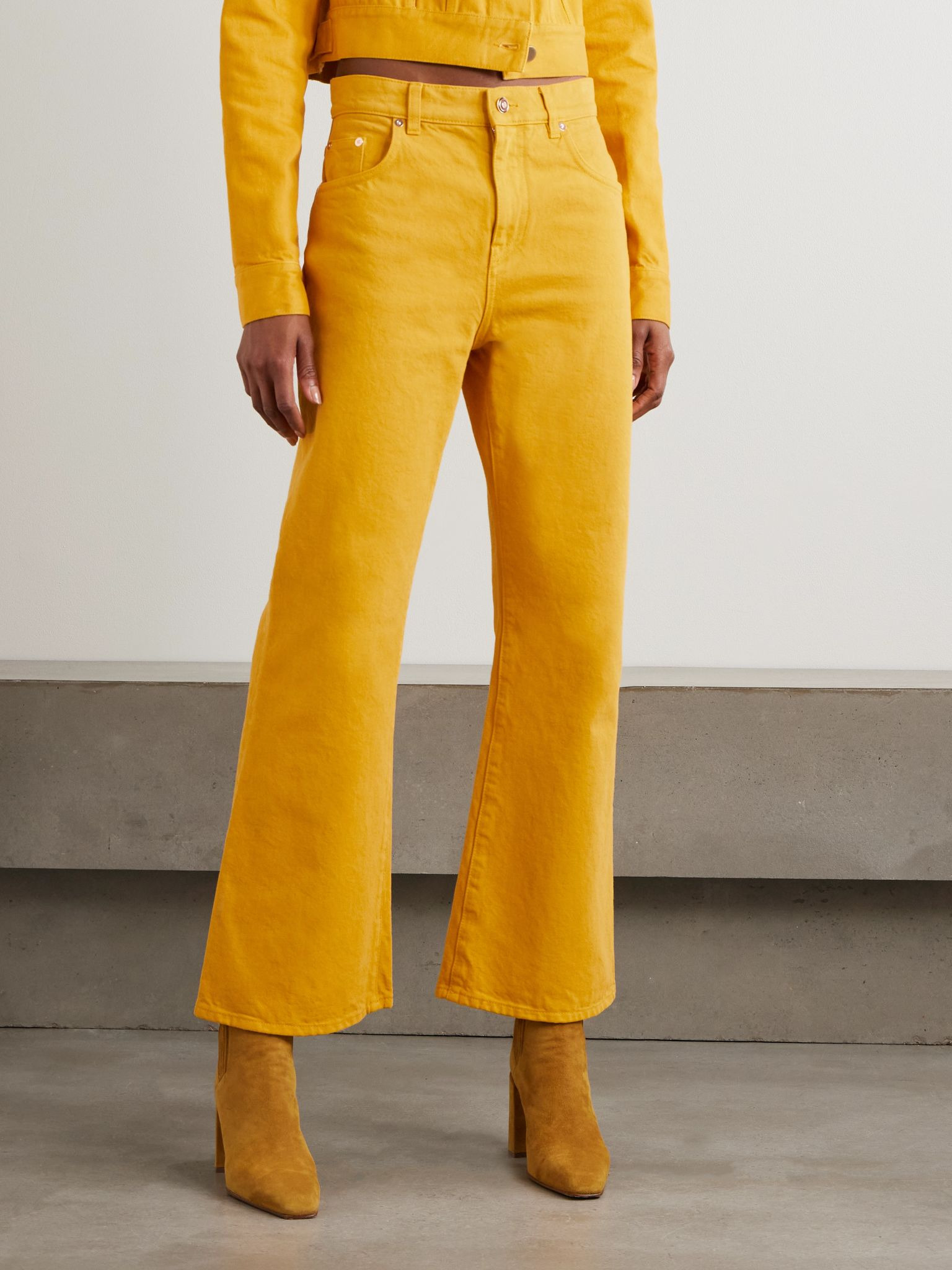 Ezra high-rise bootcut recycled jeans Mustard - 3