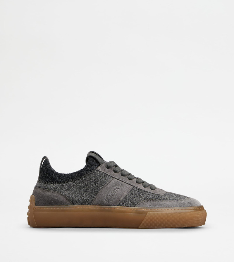 SNEAKERS IN SUEDE AD KNIT - GREY 1
