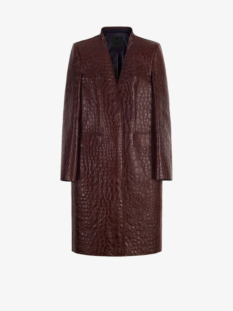 MASCULINE COAT IN CROCODILE EFFECT VINTAGE LEATHER 1