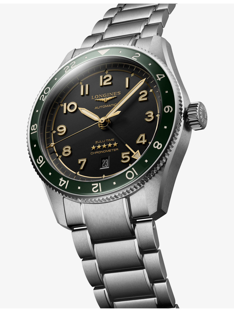 Longines L3.812.4.63.6 Spirit Zulu Time 42mm Ceramic Bezel Stainless-Steel Automatic Watch outlook