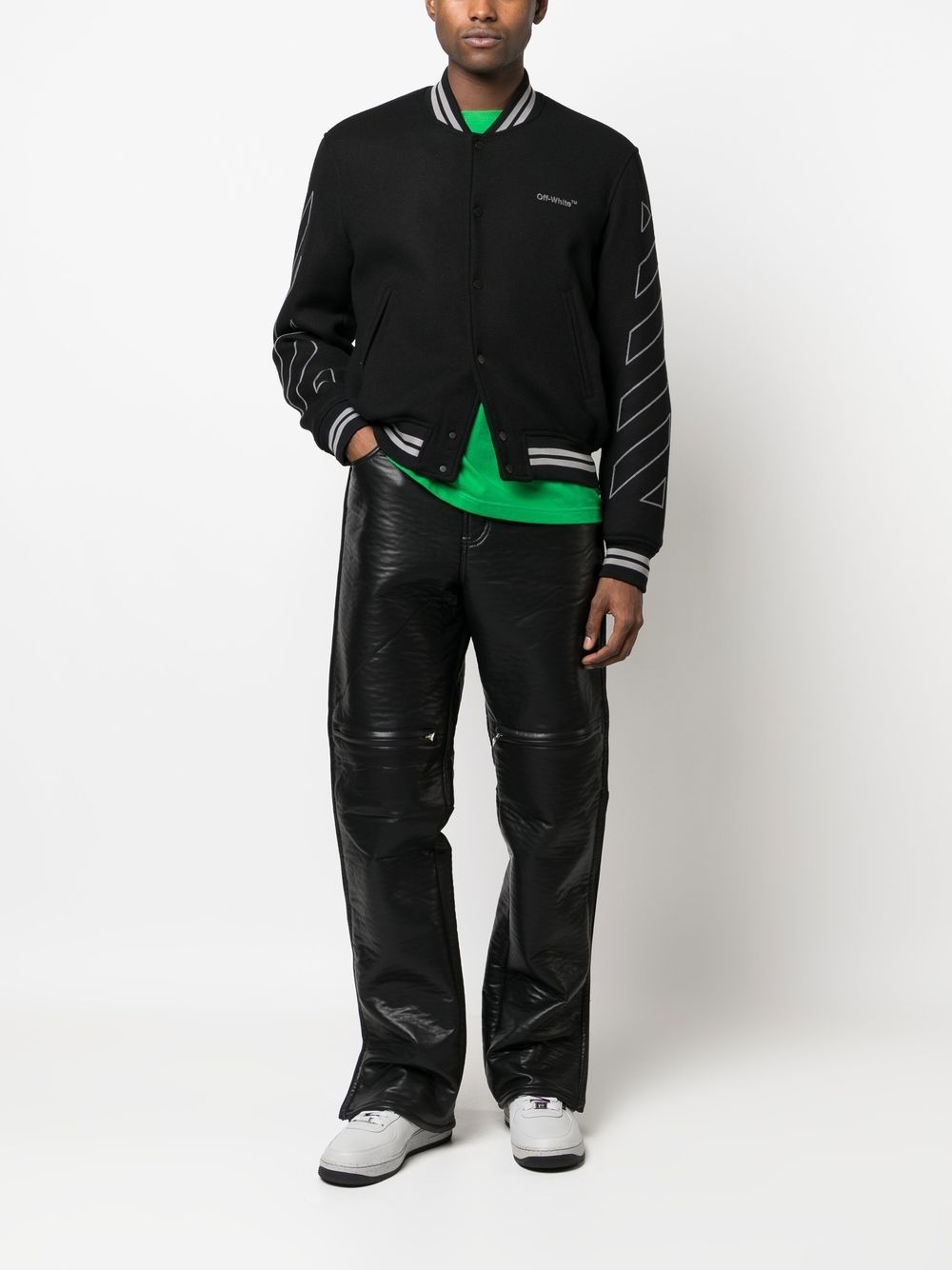 Diag logo-embroidered varsity jacket - 2