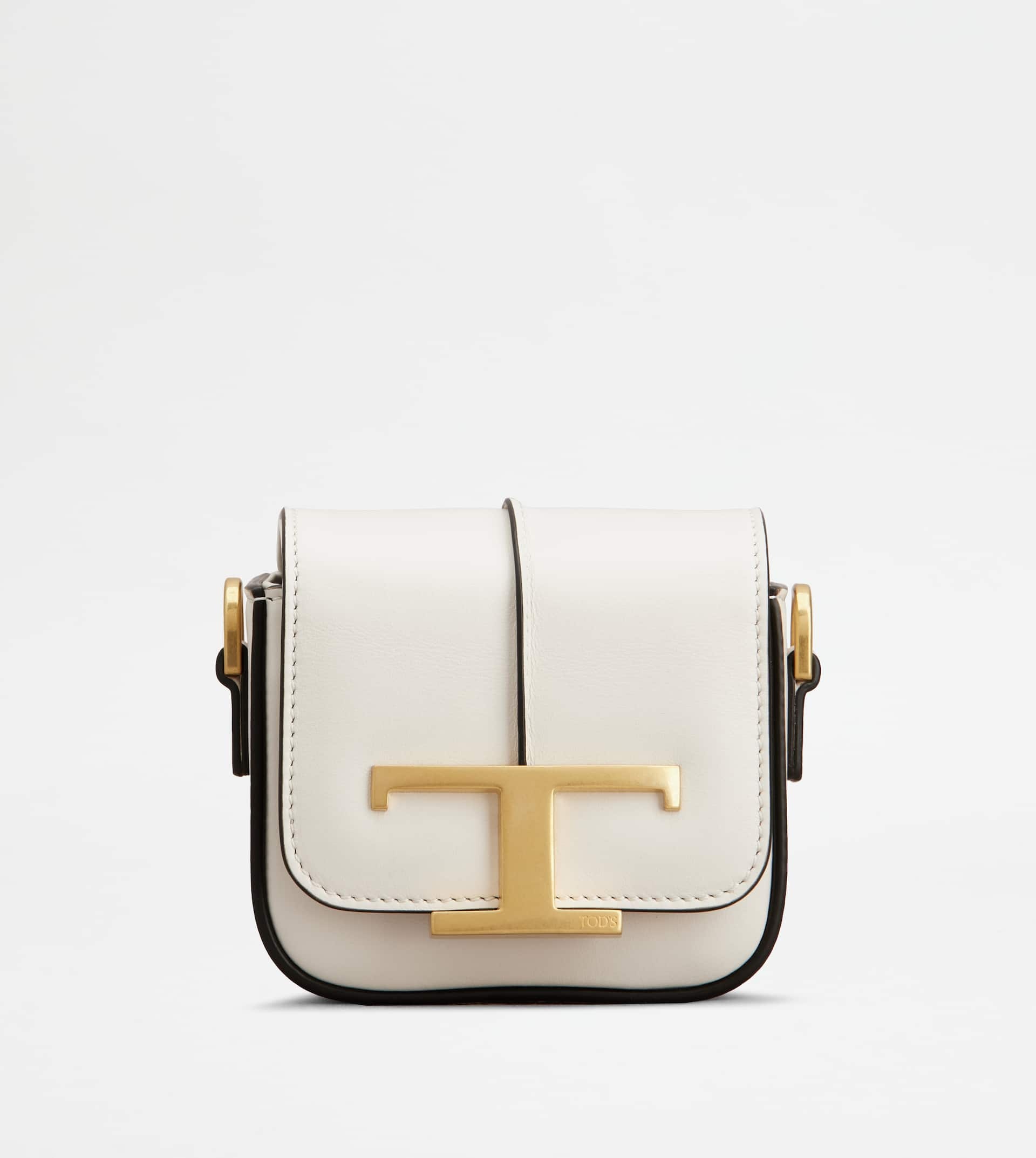 T TIMELESS CROSSBODY BAG IN LEATHER MICRO - WHITE 1
