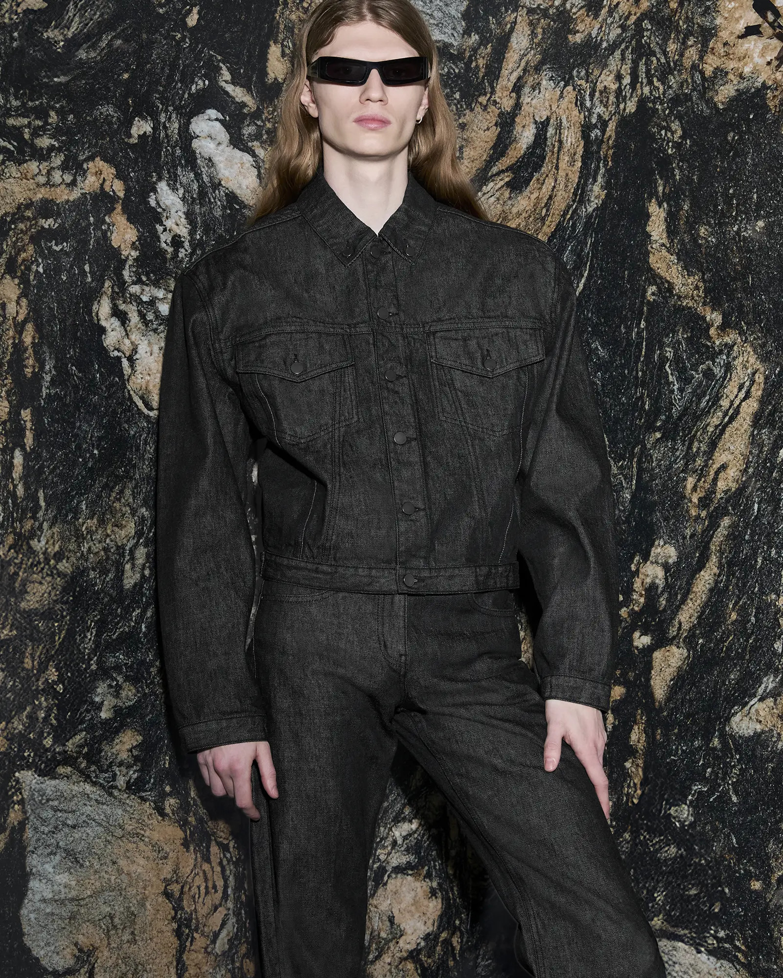 SHRUNKEN DENIM JACKET RAW BLACK - 5