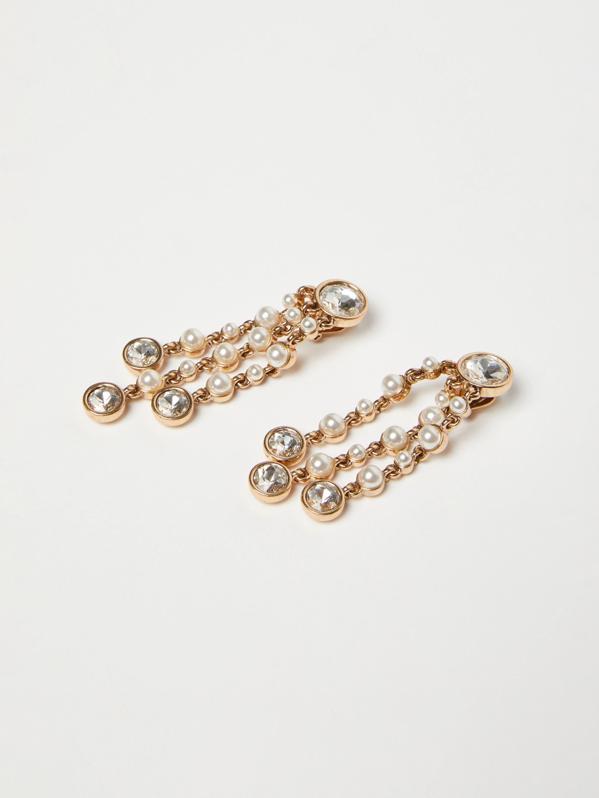 OTTAVIA Pearl and rhinestone chandelier earrings - 3