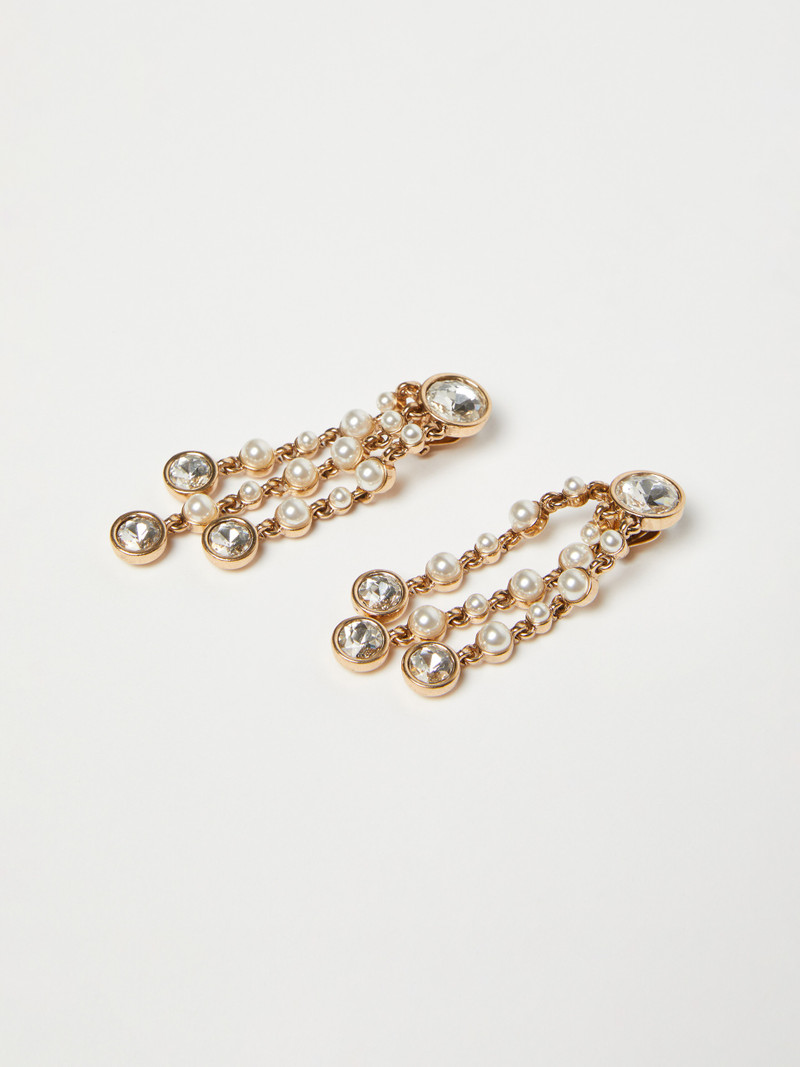 OTTAVIA Pearl and rhinestone chandelier earrings 3