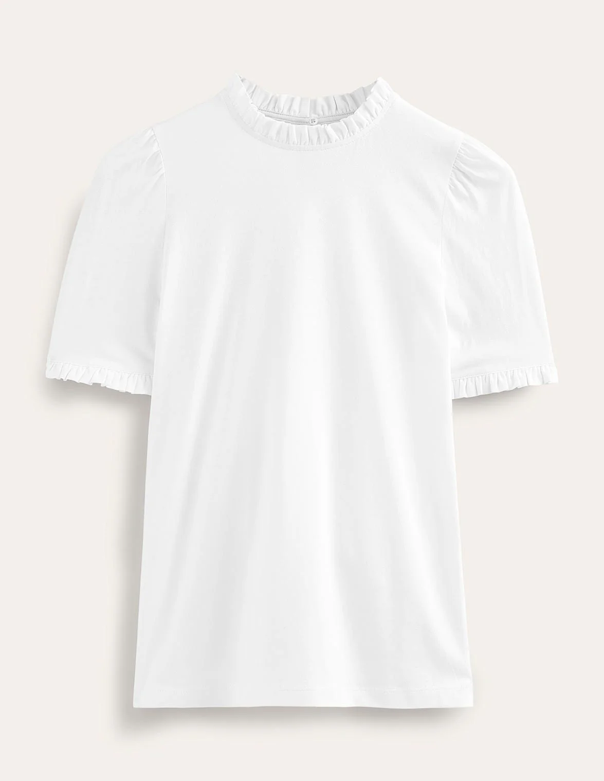 Supersoft Frill Detail T-shirt-White - 1