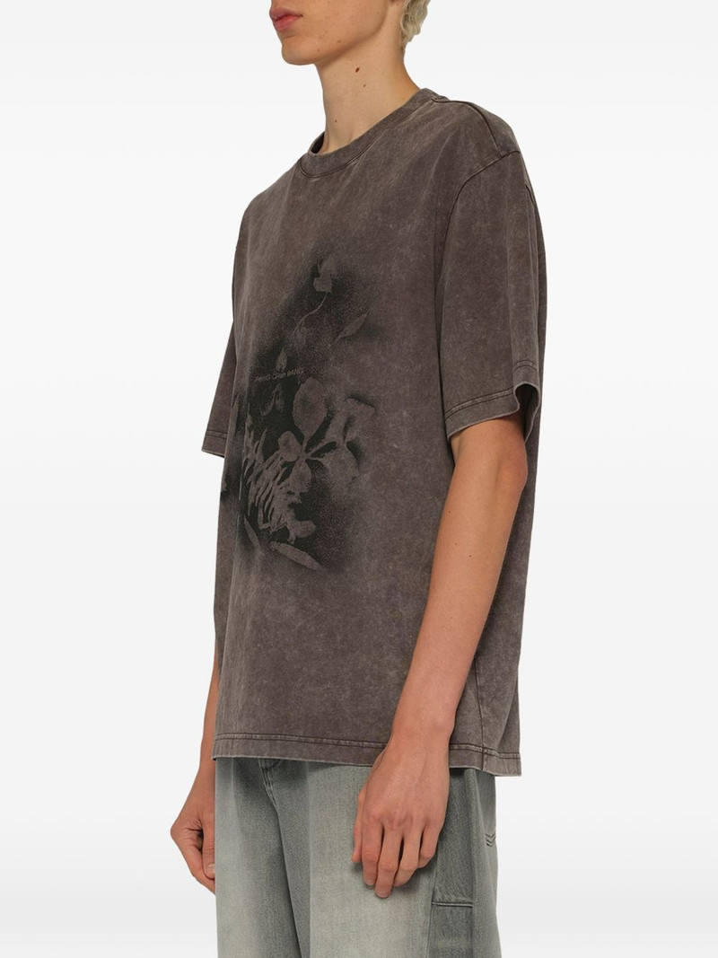 spray-painted plant-motif T-shirt 6