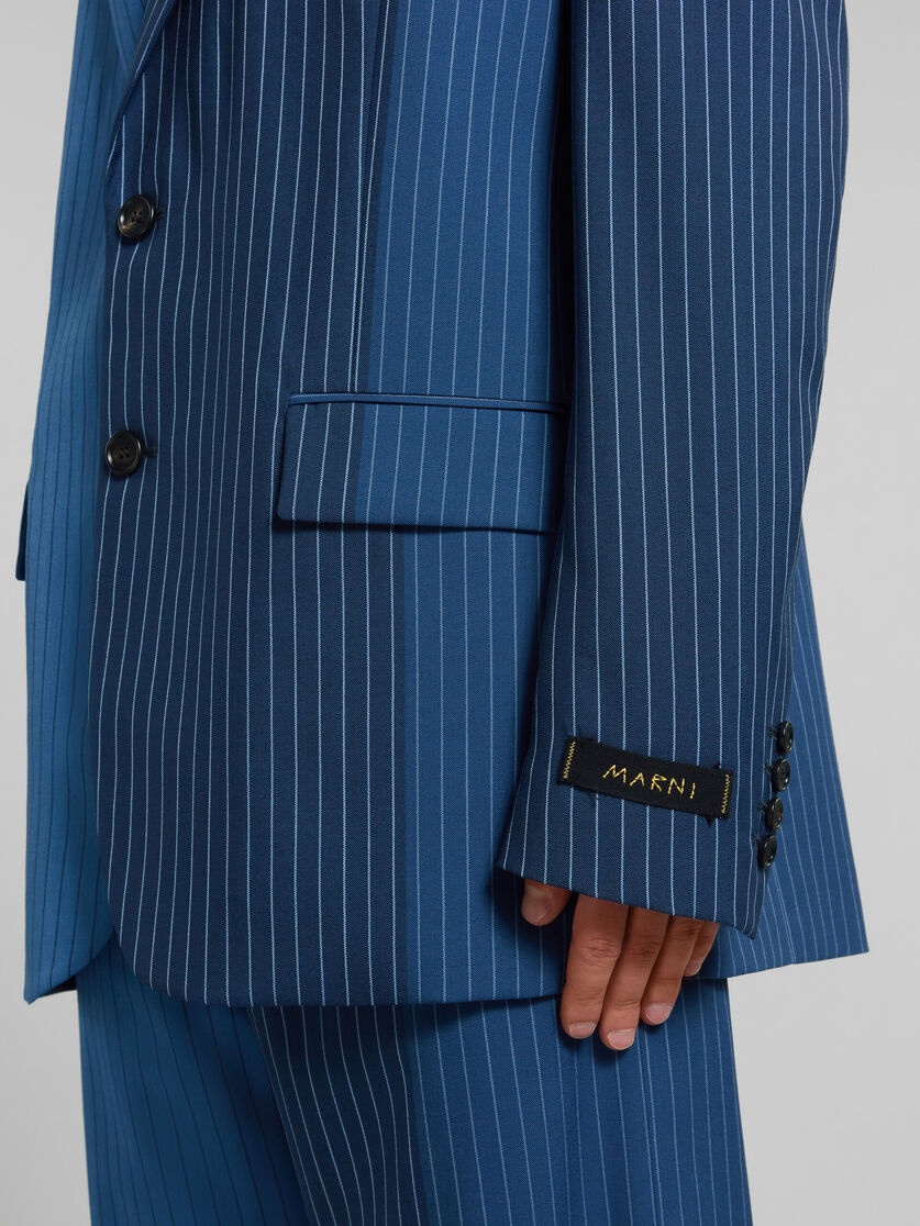 BLUE DÉGRADÉ PINSTRIPE WOOL BLAZER - 5