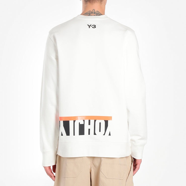 Men's Y-3 Alphabet Printing Pattern Round Neck Pullover White FS5594 - 4