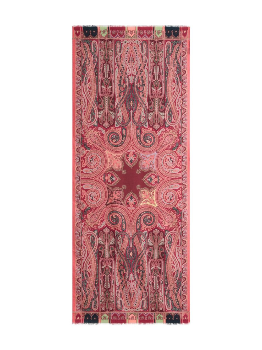 paisley print wool silk scarf - 3