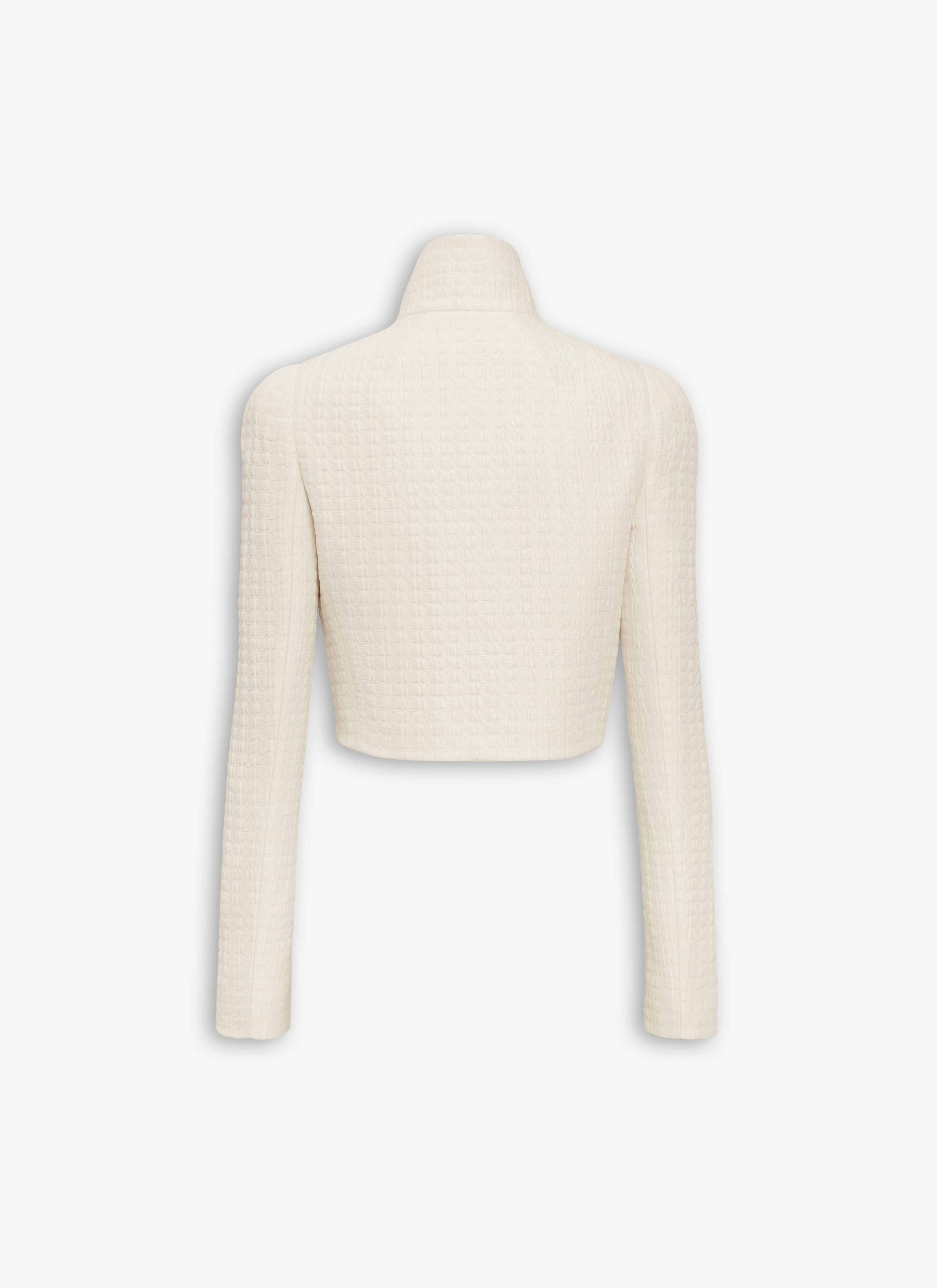 SILK CLOQUÉ CROPPED JACKET - 4