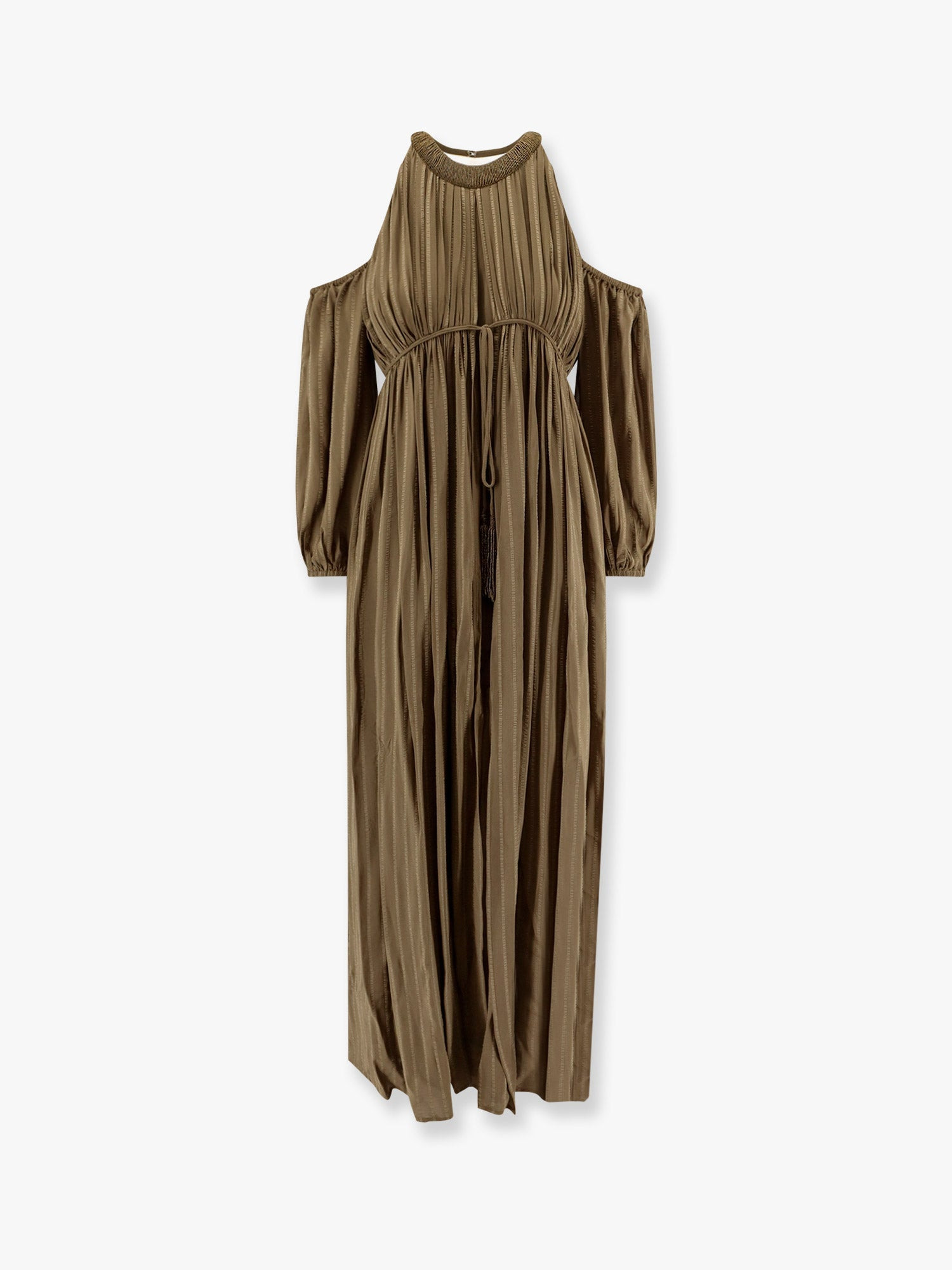 Pinko Allenatore Georgette Long Dress With Striped Motif - 1
