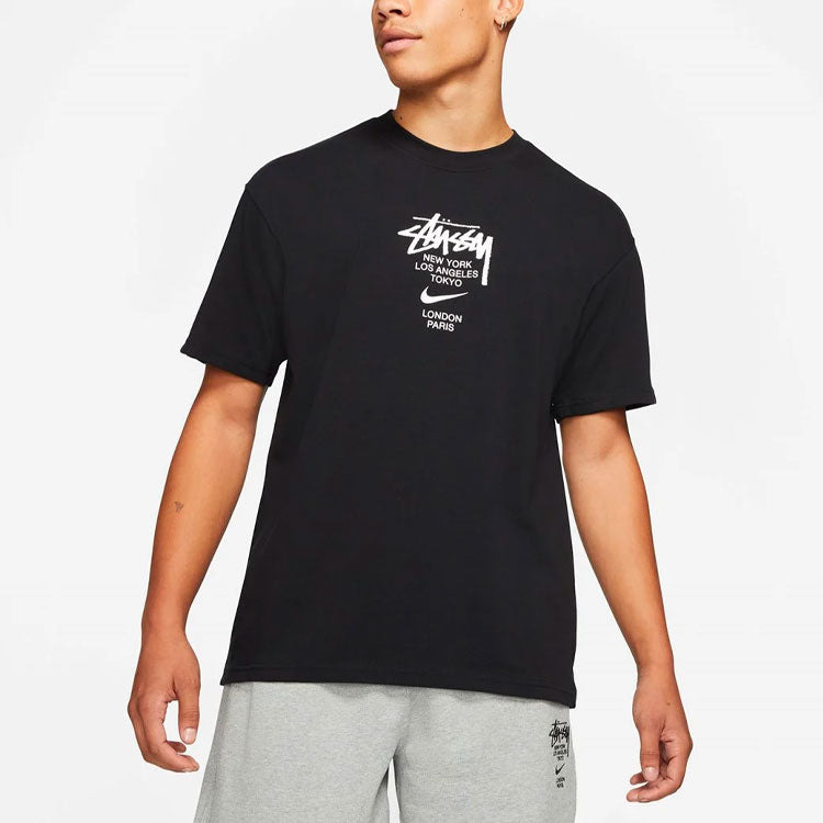 Nike x Stussy Crossover Round Neck Pullover Short Sleeve Asia Edition Black DD3342-010 - 3