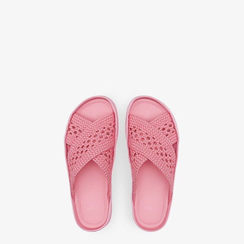 Pink stretch lace slides 4