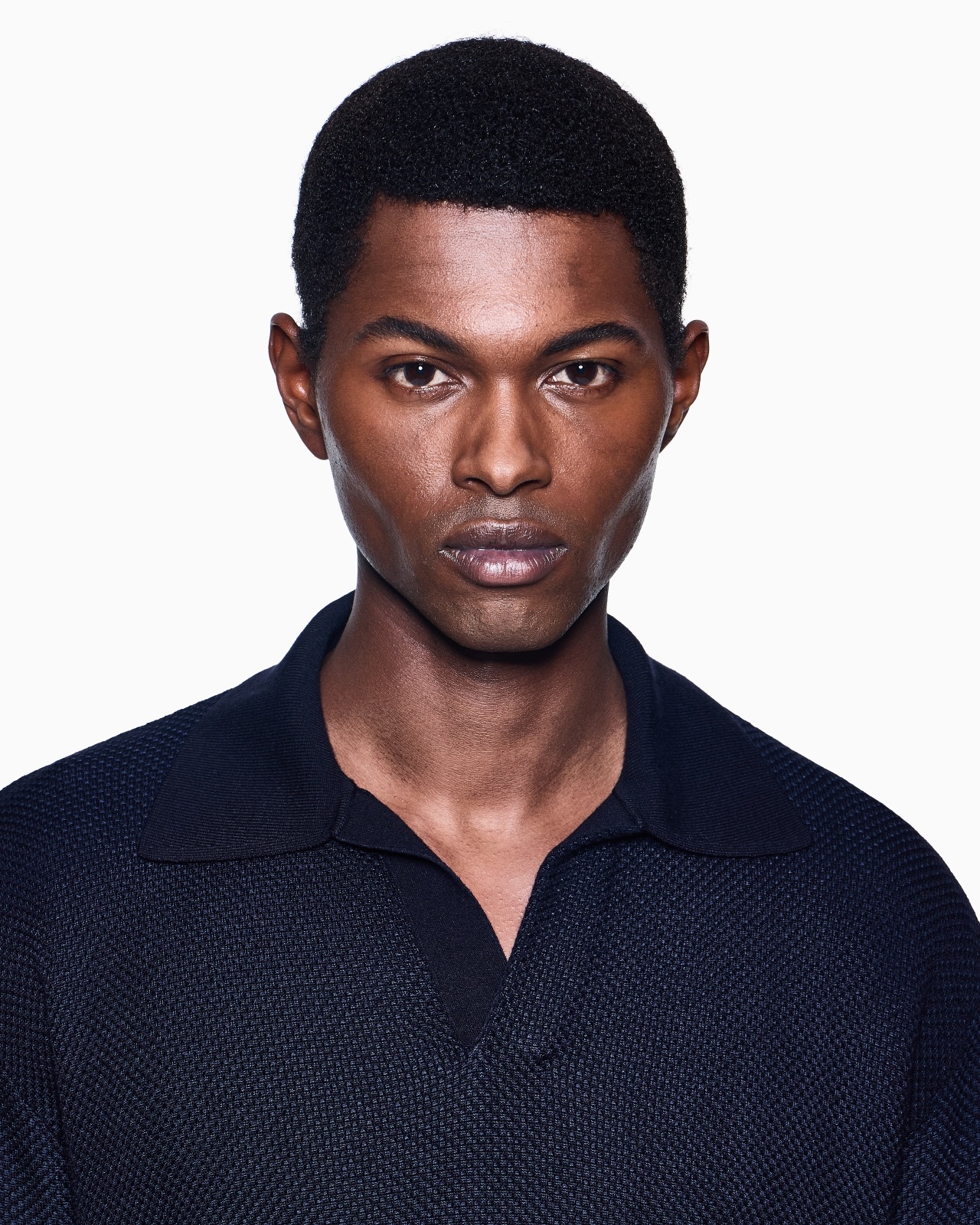 MICRO JACQUARD VIRGIN WOOL AND VISCOSE POLO JUMPER - 5