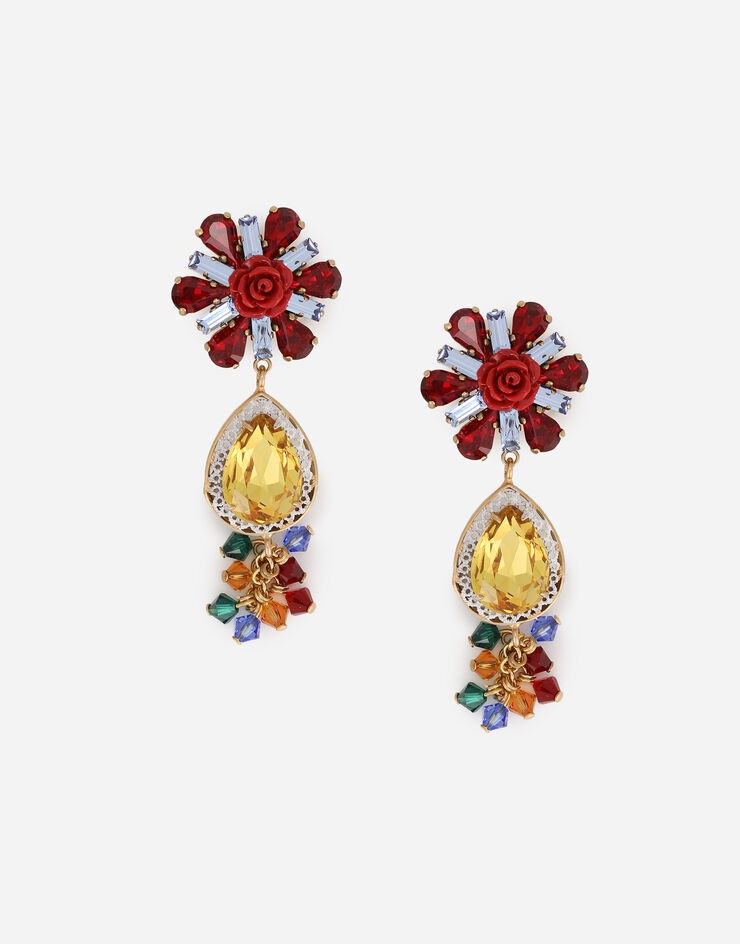 Drop earrings with rhinestone accents - 1