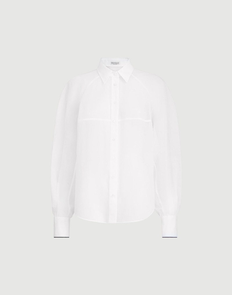 Striped cotton organza shirt with monili 1
