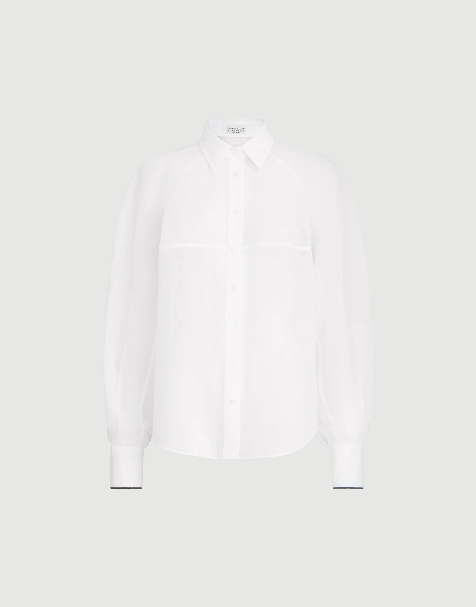 Brunello Cucinelli Striped cotton organza shirt with monili