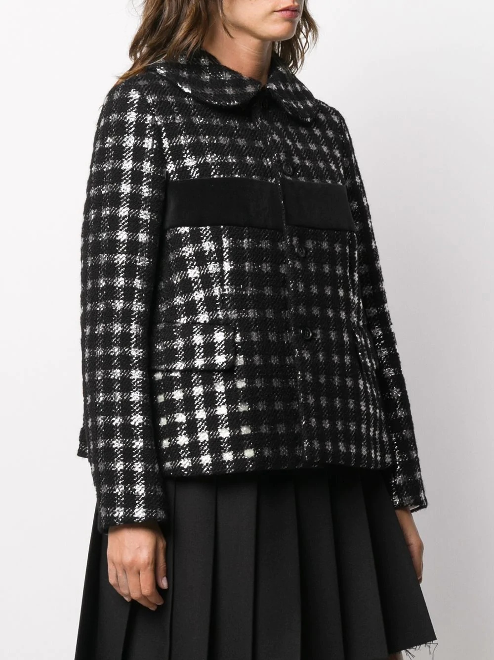 checker print boxy jacket - 3