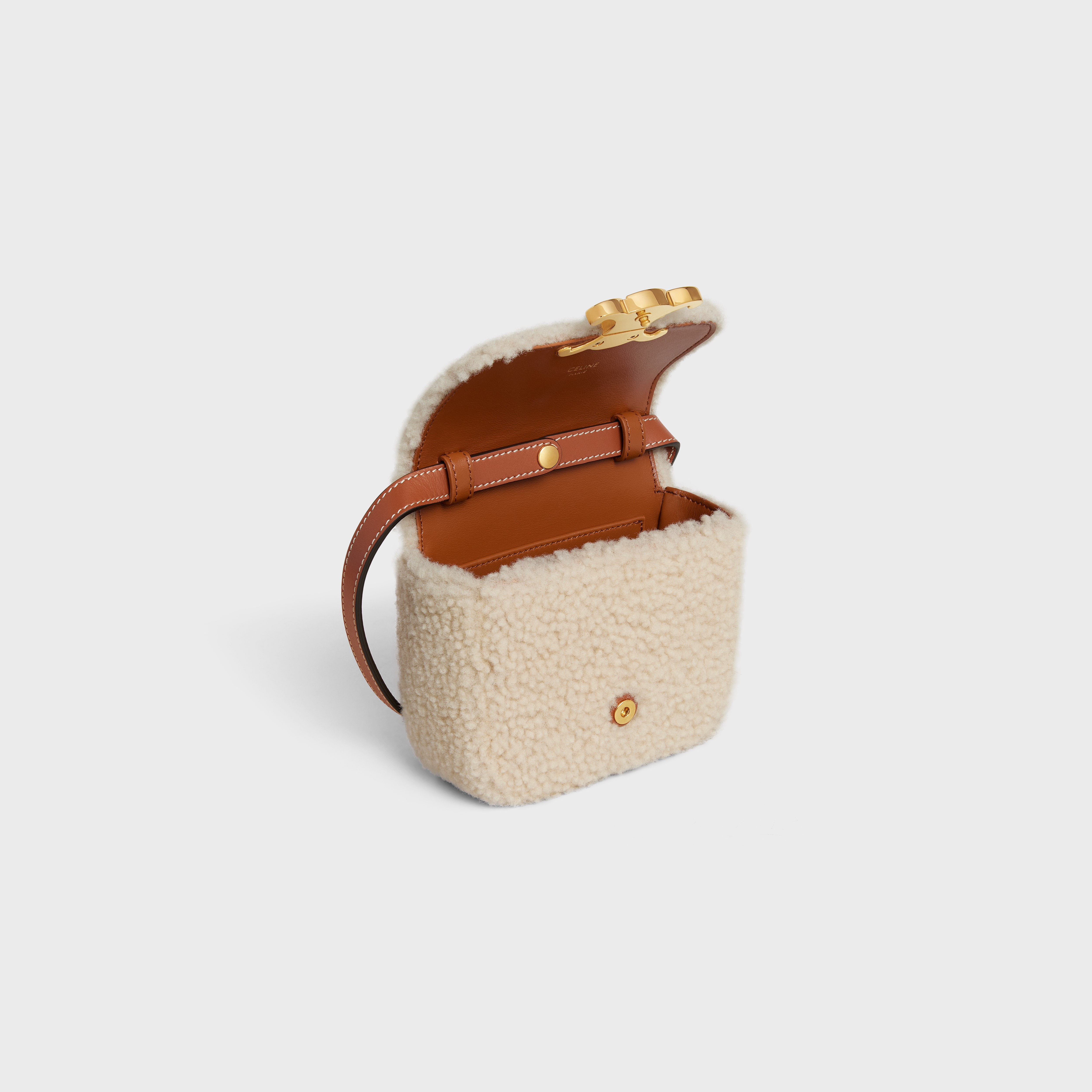 MINI TRIOMPHE in SHEARLING AND CALFSKIN - 4
