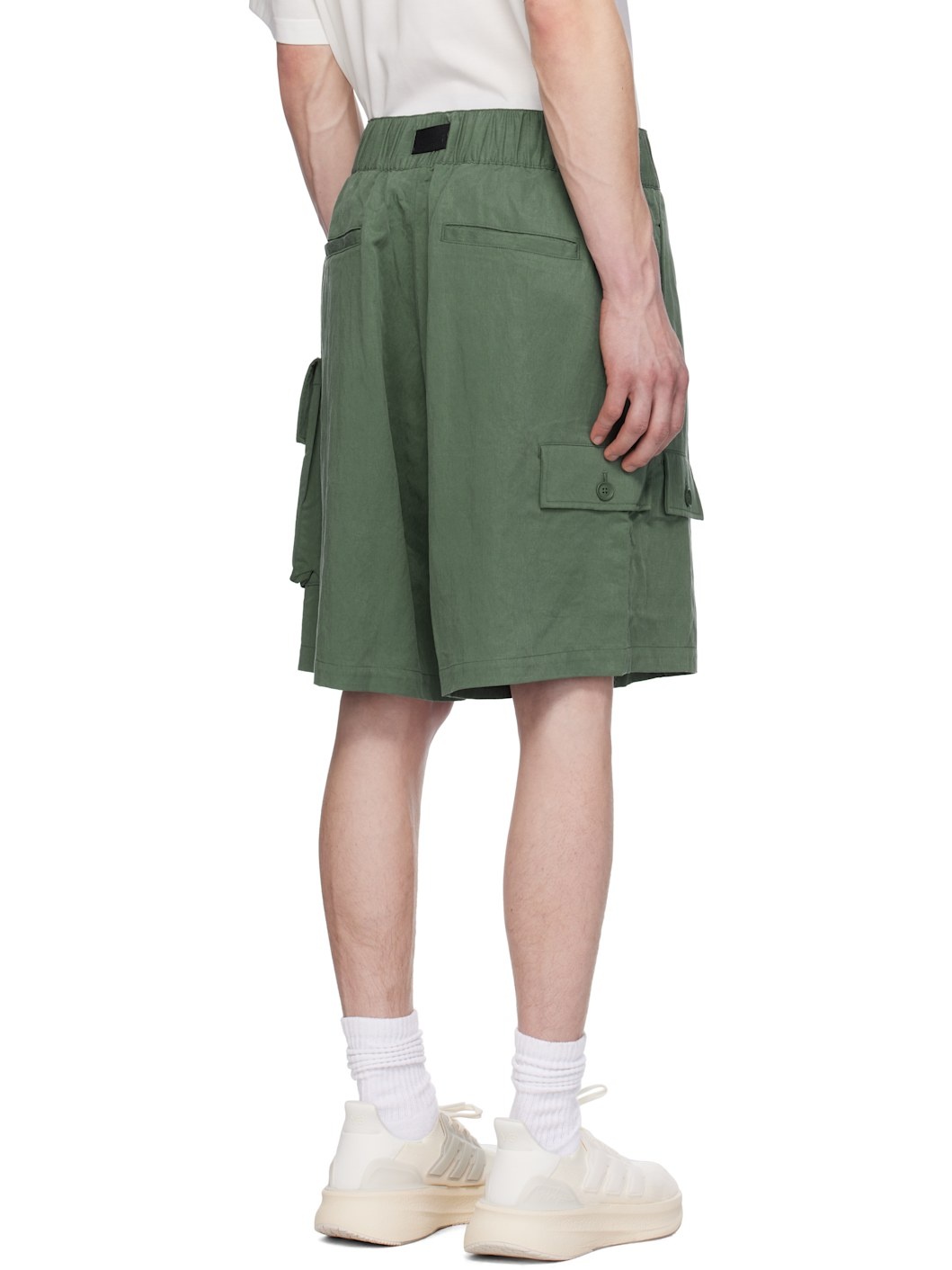 Green Twill Cargo Shorts - 3