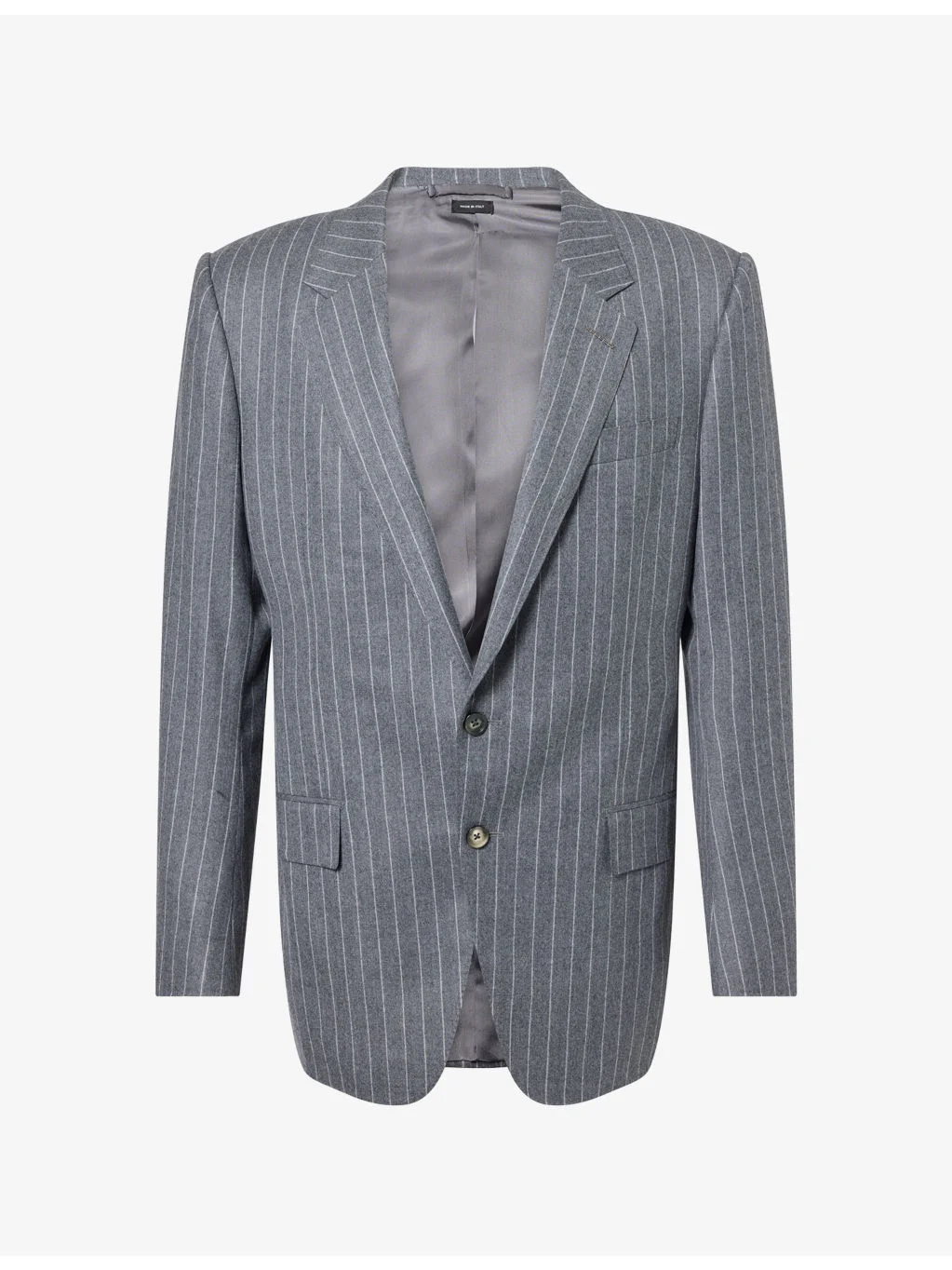 Pinstripe Single-Breasted Suit Wool Blazer - 1