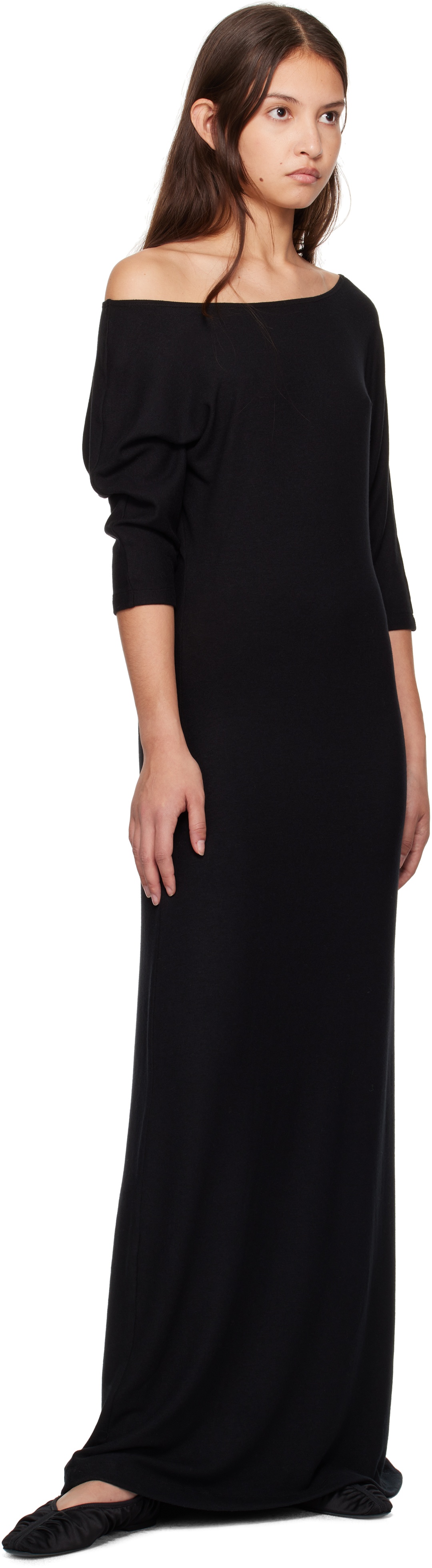 Black Lauren Off Shoulder Maxi Dress - 4