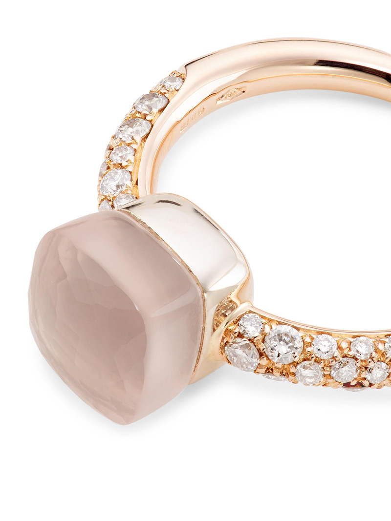 Women's Nudo 18K Rose Gold & White Gold, Rose Quartz & Diamond Petite Square Ring - Rose Gold 4