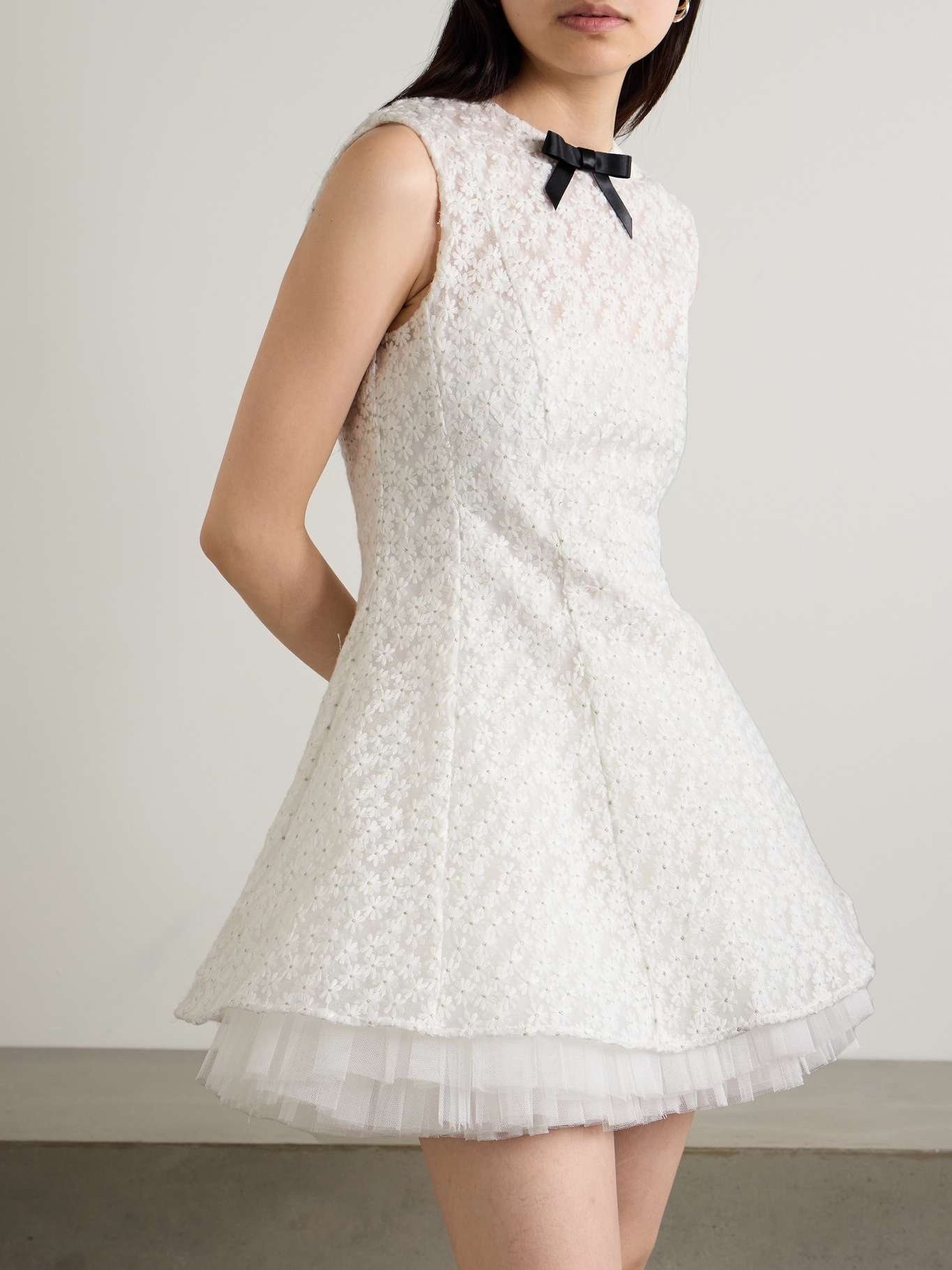 Embellished embroidered tulle mini dress - 3