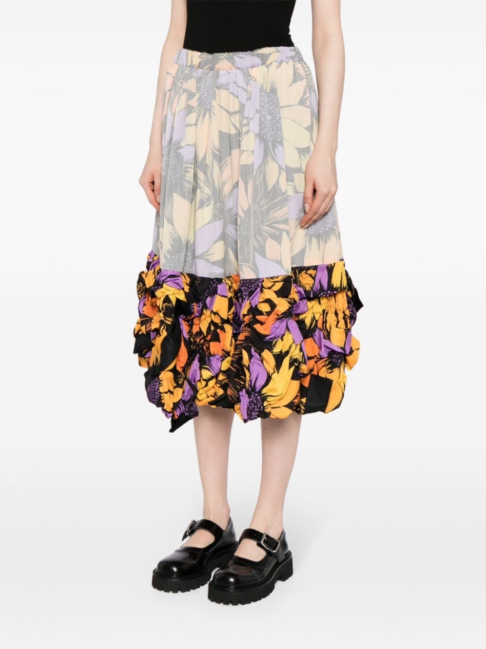 floral-print midi skirt - 3
