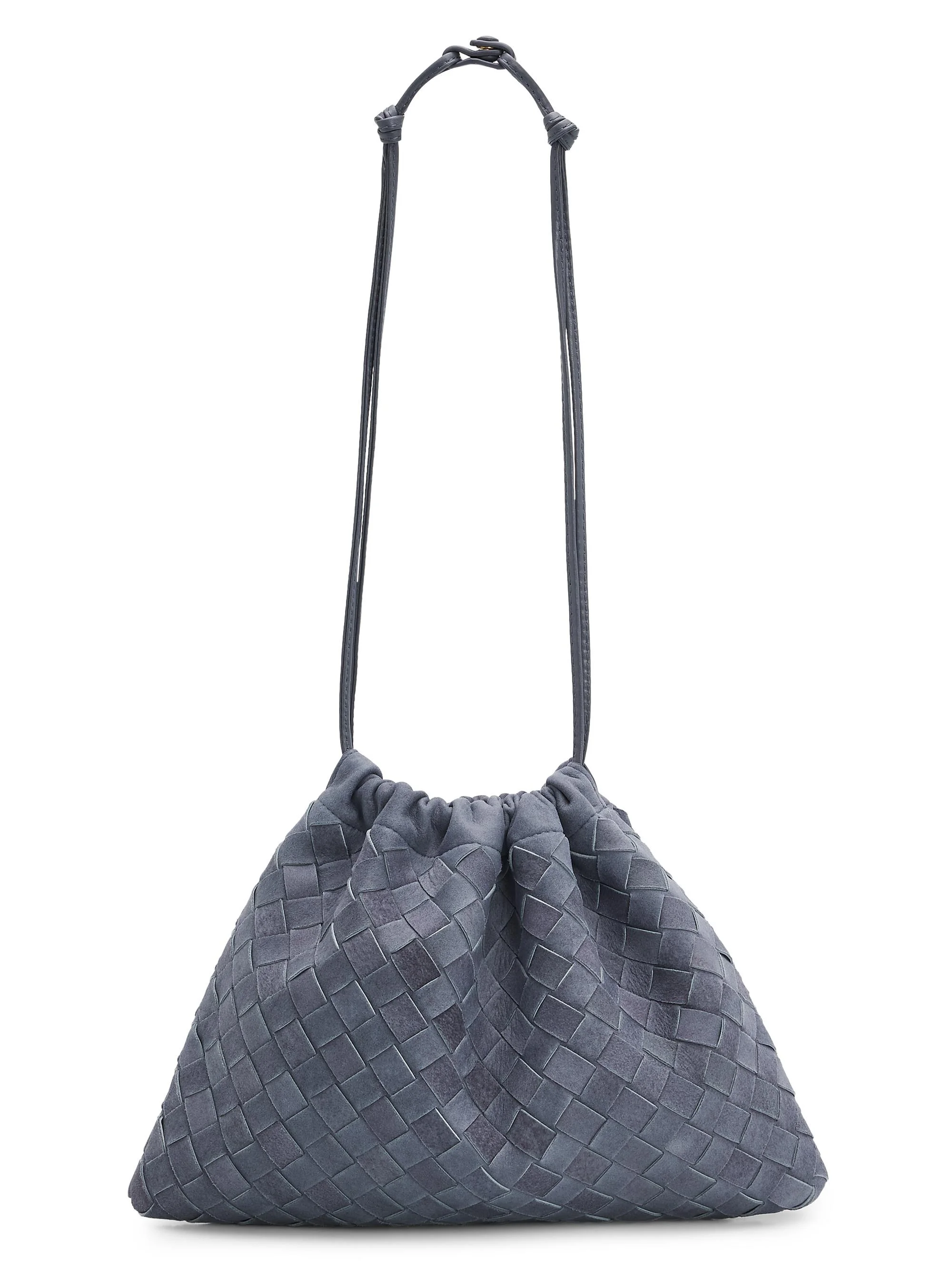 Women's Dustbag Medium Intrecciato Suede Shoulder Bag - Cloudy Indigo - 1
