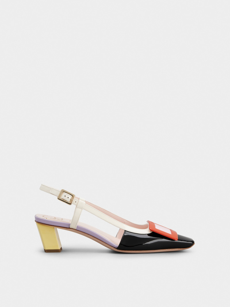 Belle Vivier Covered Buckle Slingback Pumps 에 특허 가죽 - 1