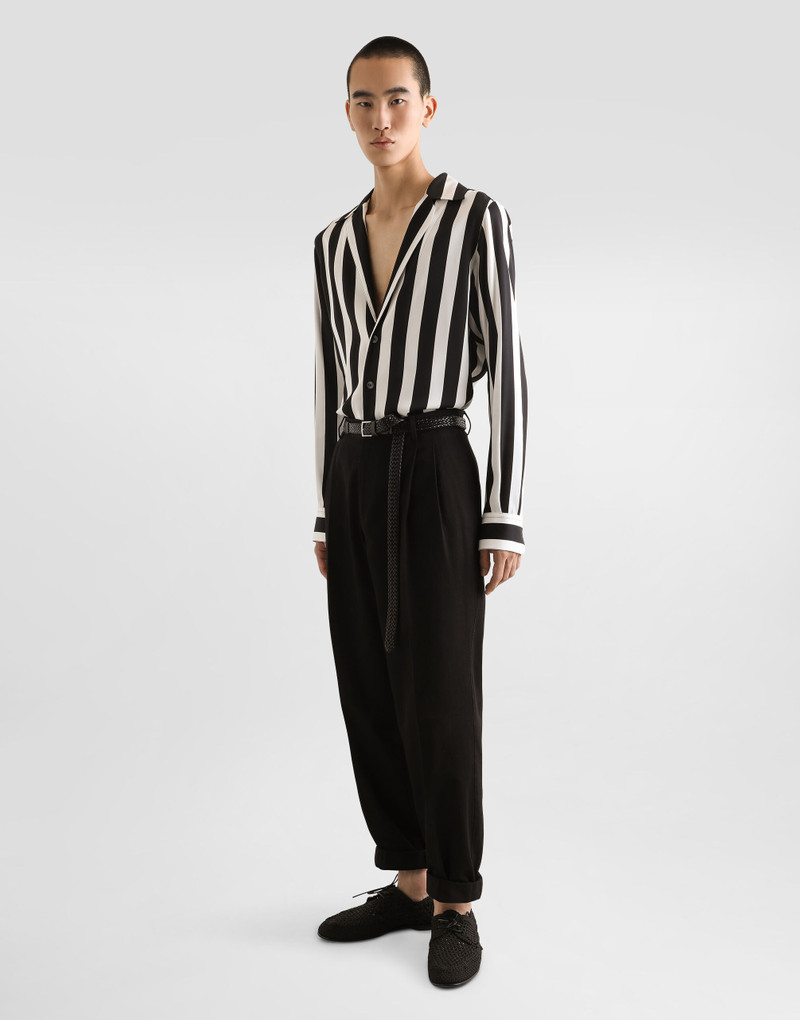Dolce & Gabbana Long-sleeved V-neck shirt in silk charmeuse outlook