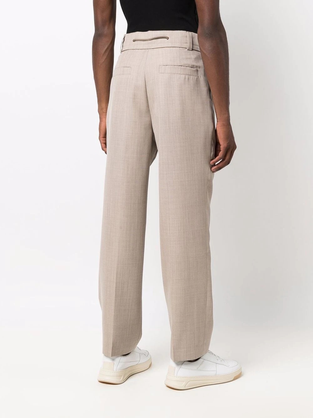 wool straight-leg trousers - 4