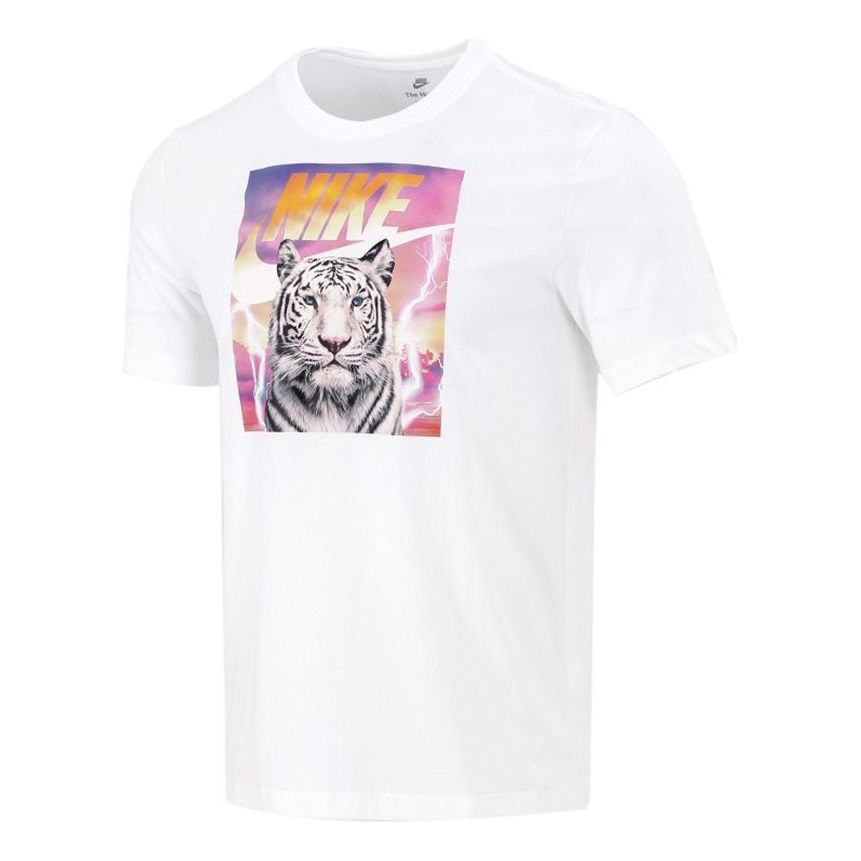 Men's Nike Printing Sports Breathable Round Neck Short Sleeve White T-Shirt DJ1406-100 - 1